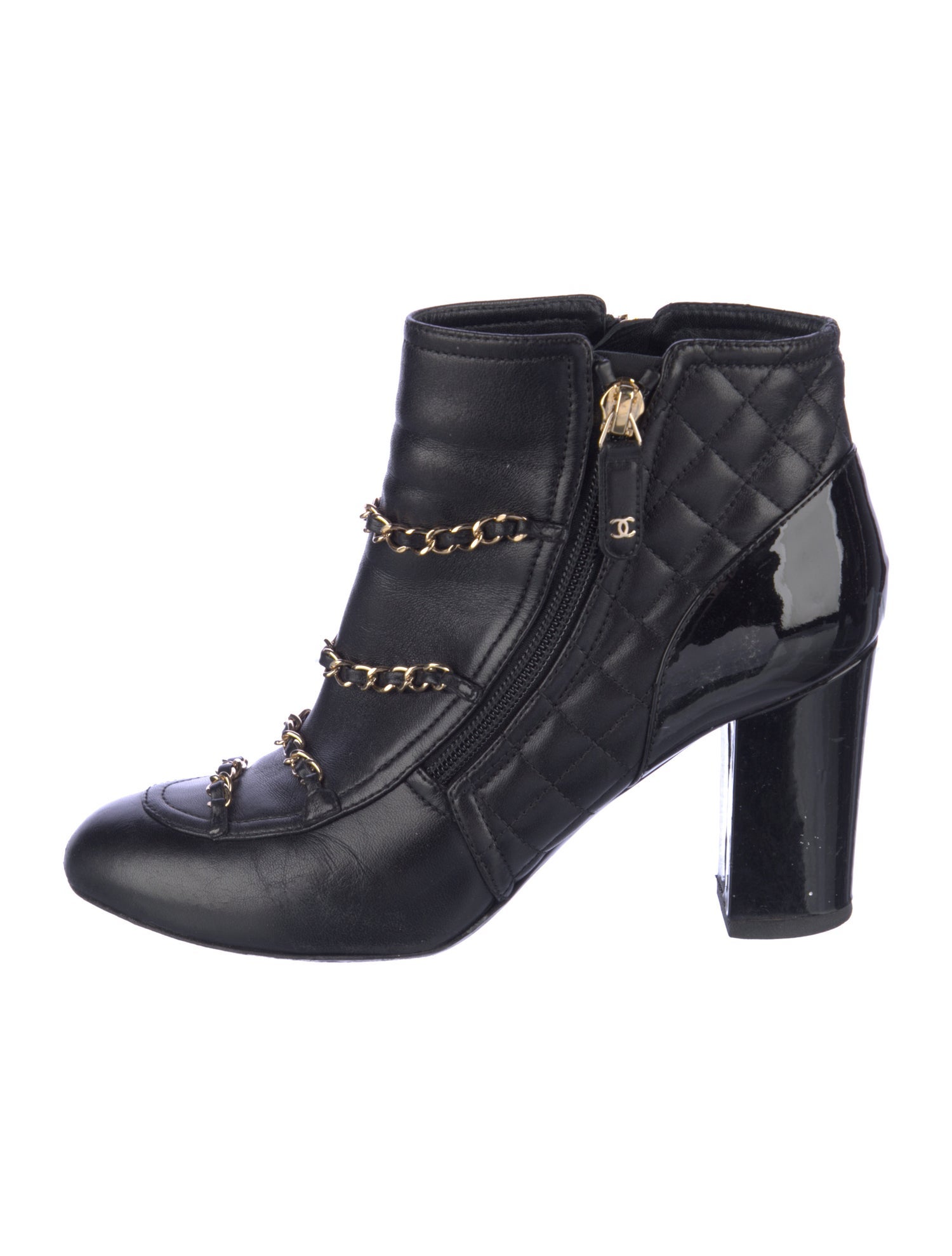 Chanel Interlocking CC Logo Leather Boots