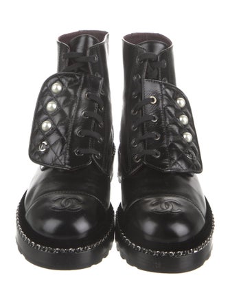 Chanel 2018 Interlocking CC Logo Combat Boots