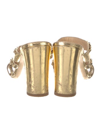 Chanel Interlocking CC Logo Leather Slides