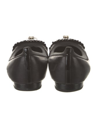 Chanel Interlocking CC Logo Leather Ballet Flats