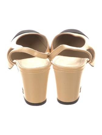 Chanel Interlocking CC Logo Leather Slingback Pumps