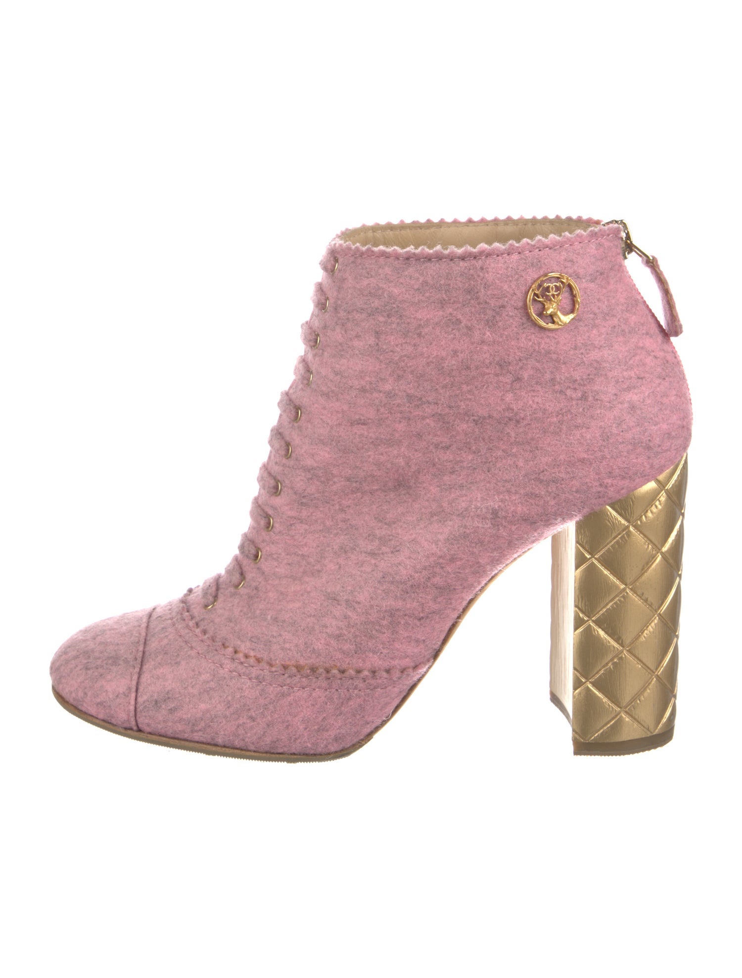 Chanel 2015 Interlocking CC Logo Lace-Up Boots