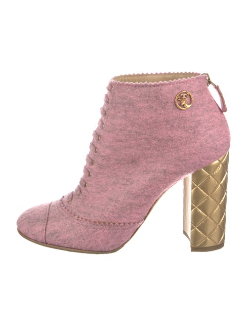 Chanel 2015 Interlocking CC Logo Lace-Up Boots