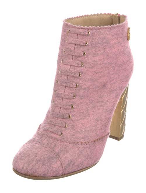 Chanel 2015 Interlocking CC Logo Lace-Up Boots