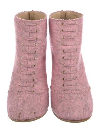 Chanel 2015 Interlocking CC Logo Lace-Up Boots