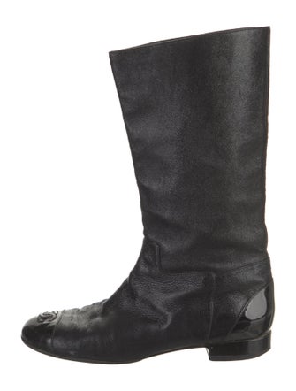 Chanel Interlocking CC Logo Leather Riding Boots