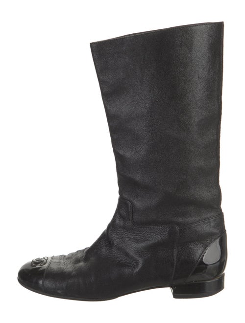 Chanel Interlocking CC Logo Leather Riding Boots