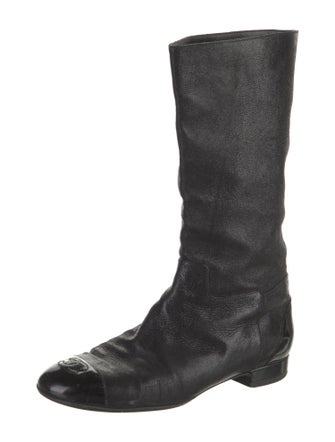 Chanel Interlocking CC Logo Leather Riding Boots