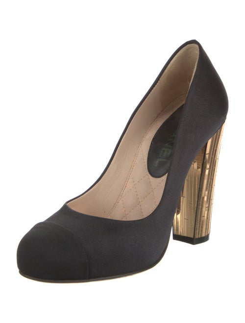 Chanel Interlocking CC Logo Satin Pumps