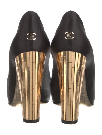 Chanel Interlocking CC Logo Satin Pumps