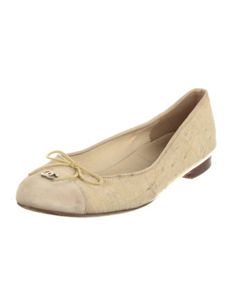 Chanel Interlocking CC Logo Bow Accents Ballet Flats