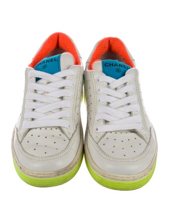 Chanel Interlocking CC Logo Leather Sneakers