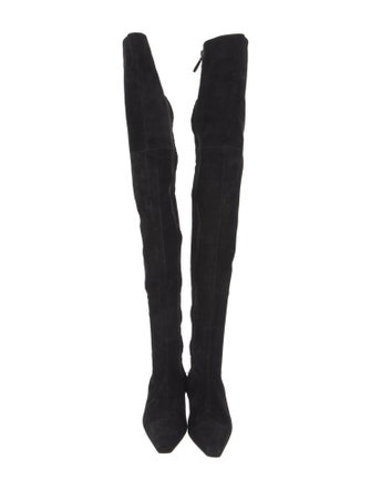 Chanel Interlocking CC Logo Suede Boots