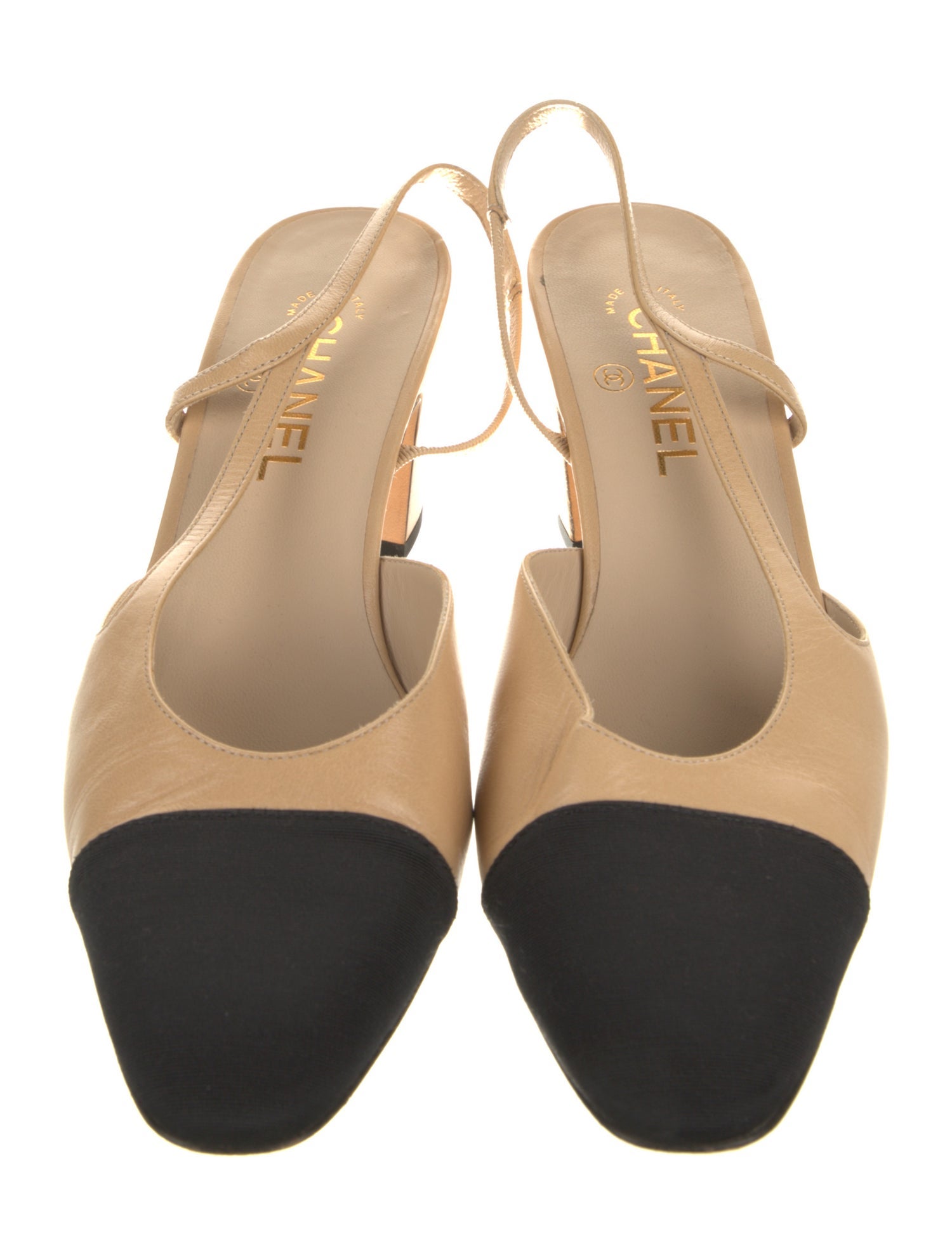 Chanel Interlocking CC Logo Goat Leather Slingback Pumps