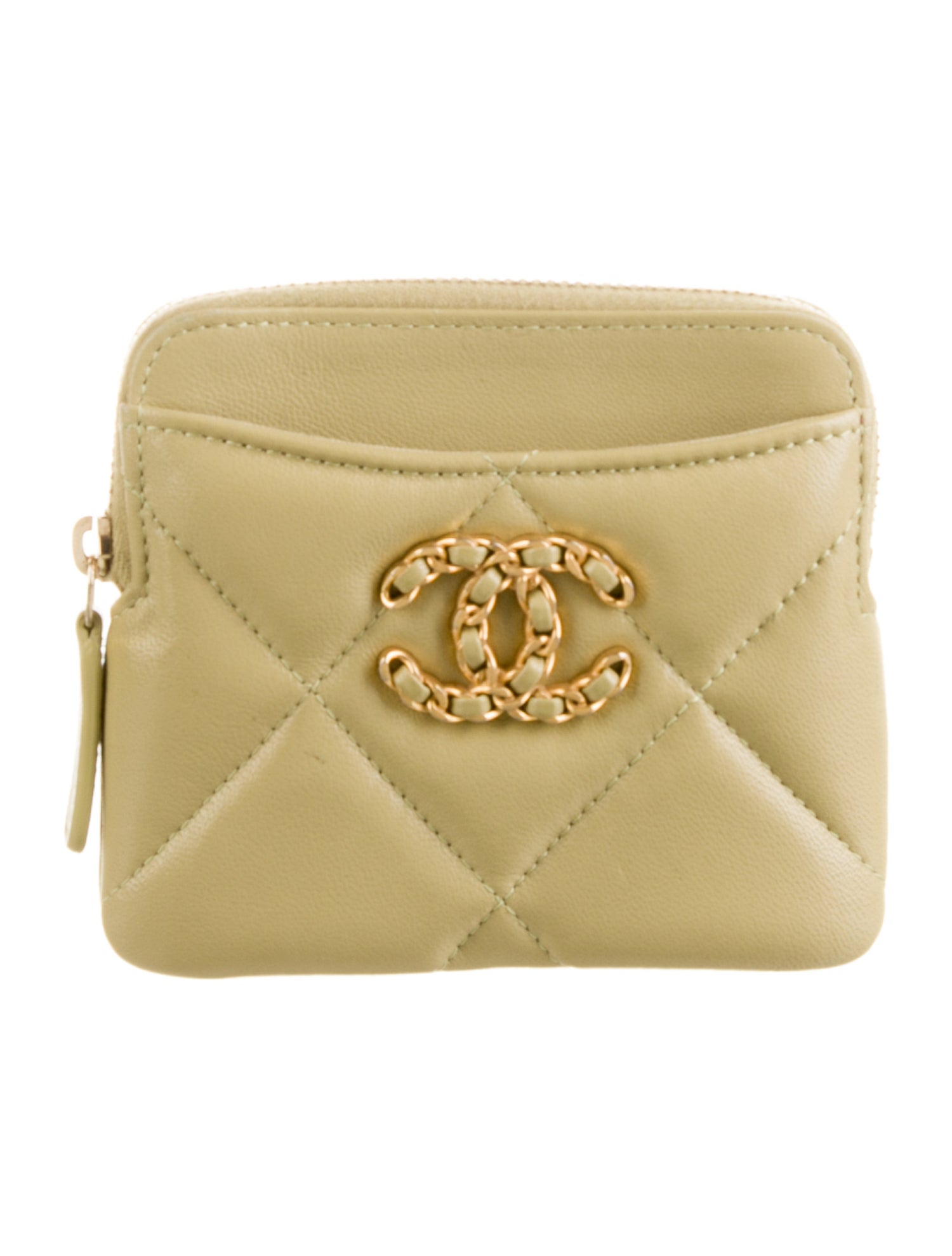 Chanel 19 Zip Card Holder Leather Wallet