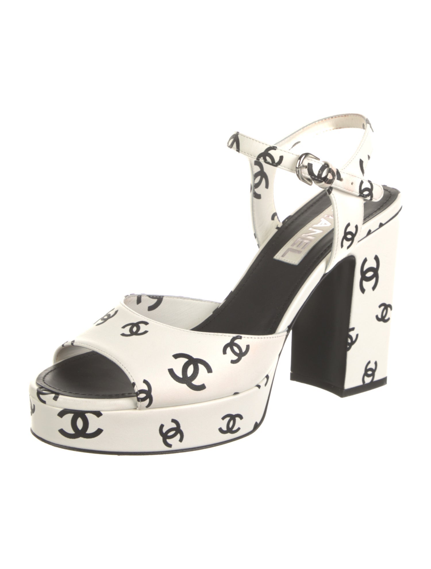 Chanel Interlocking CC Logo Leather Sandals