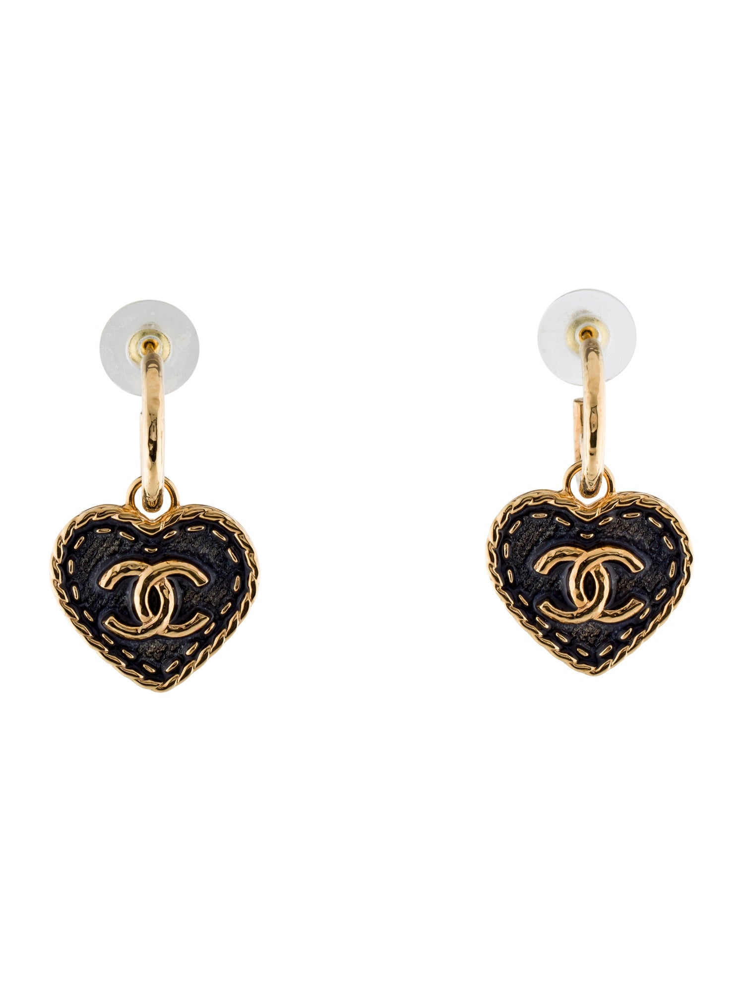 Chanel 2024 Enamel Heart Drop Earrings