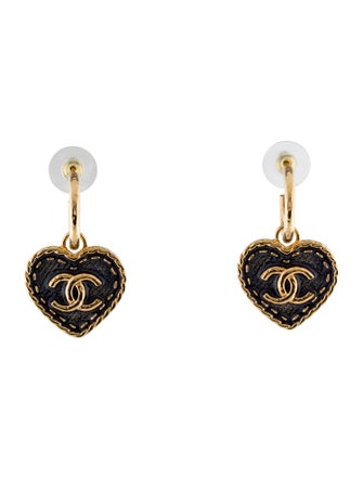 Chanel 2024 Enamel Heart Drop Earrings