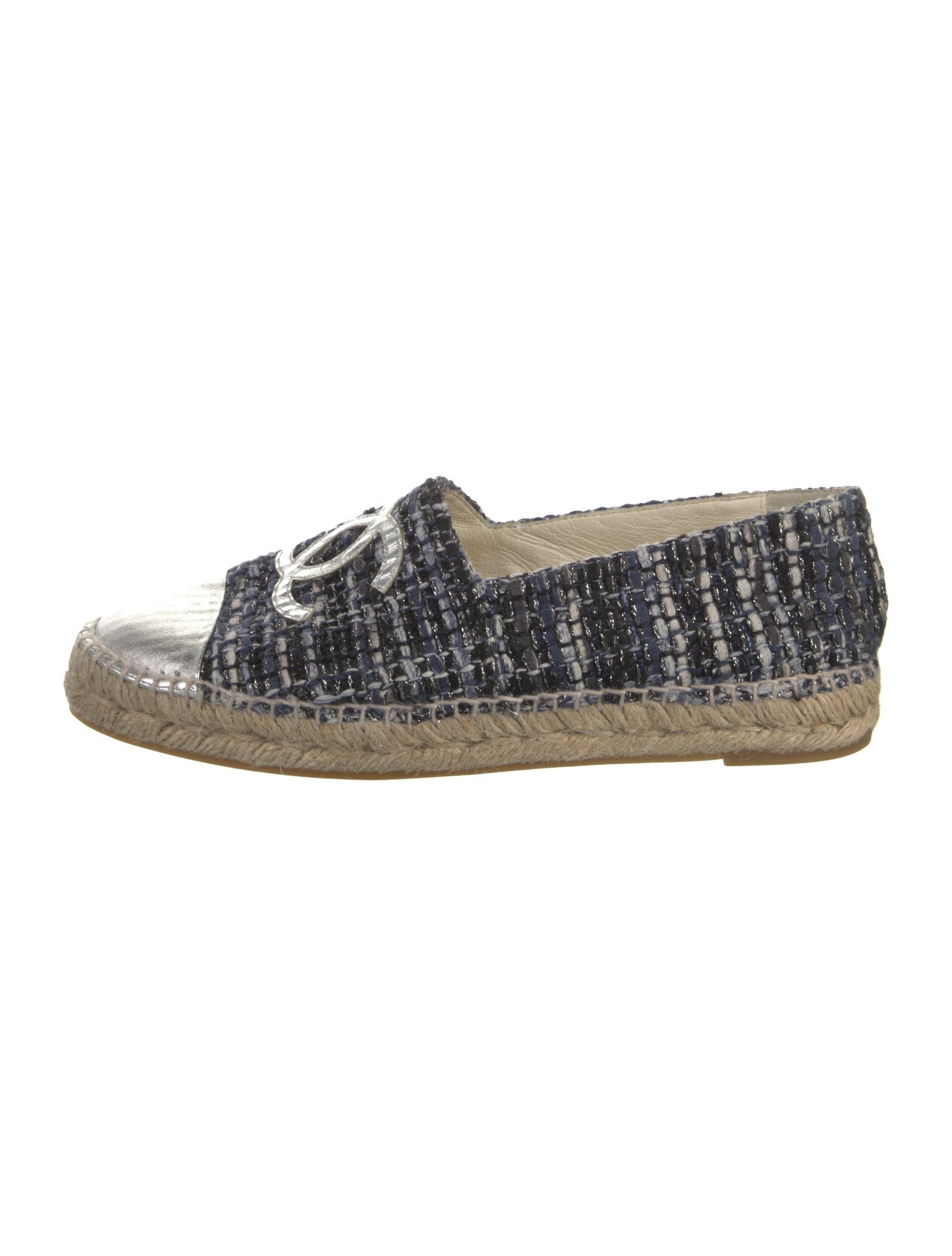 Chanel Interlocking CC Logo Tweed Espadrilles