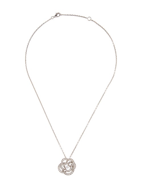 Chanel 18K Diamond Fil de Camélia Pendant Necklace