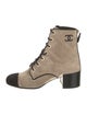 Chanel Interlocking CC Logo Suede Lace-Up Boots