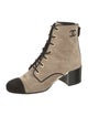Chanel Interlocking CC Logo Suede Lace-Up Boots