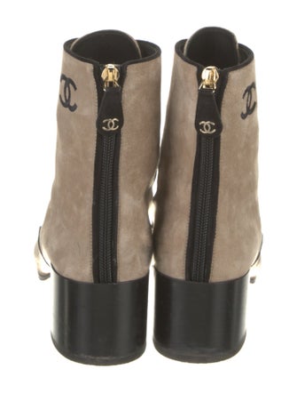 Chanel Interlocking CC Logo Suede Lace-Up Boots