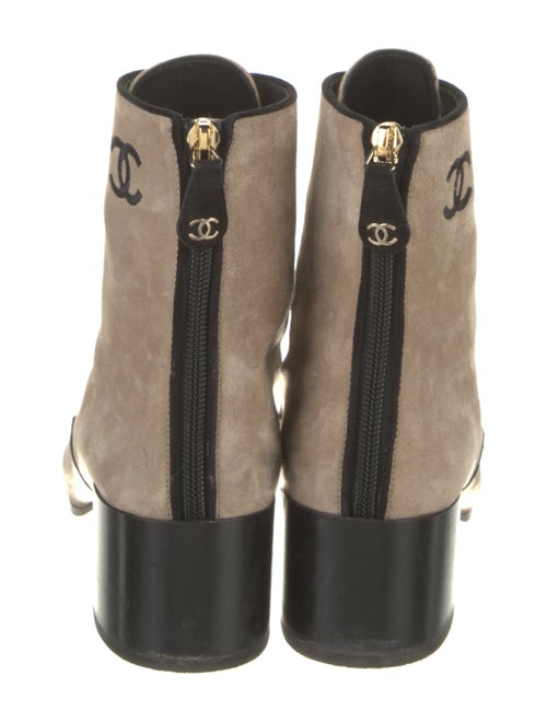 Chanel Interlocking CC Logo Suede Lace-Up Boots