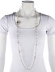 Chanel Faux Pearl & Strass CC Crescent Moon Beaded Necklace