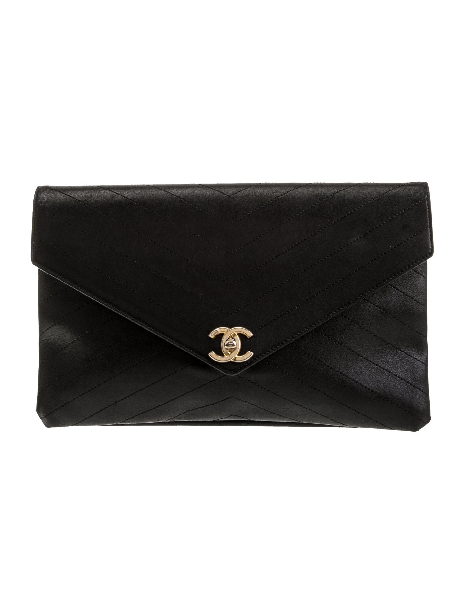 Chanel Chevron CC Envelope Clutch