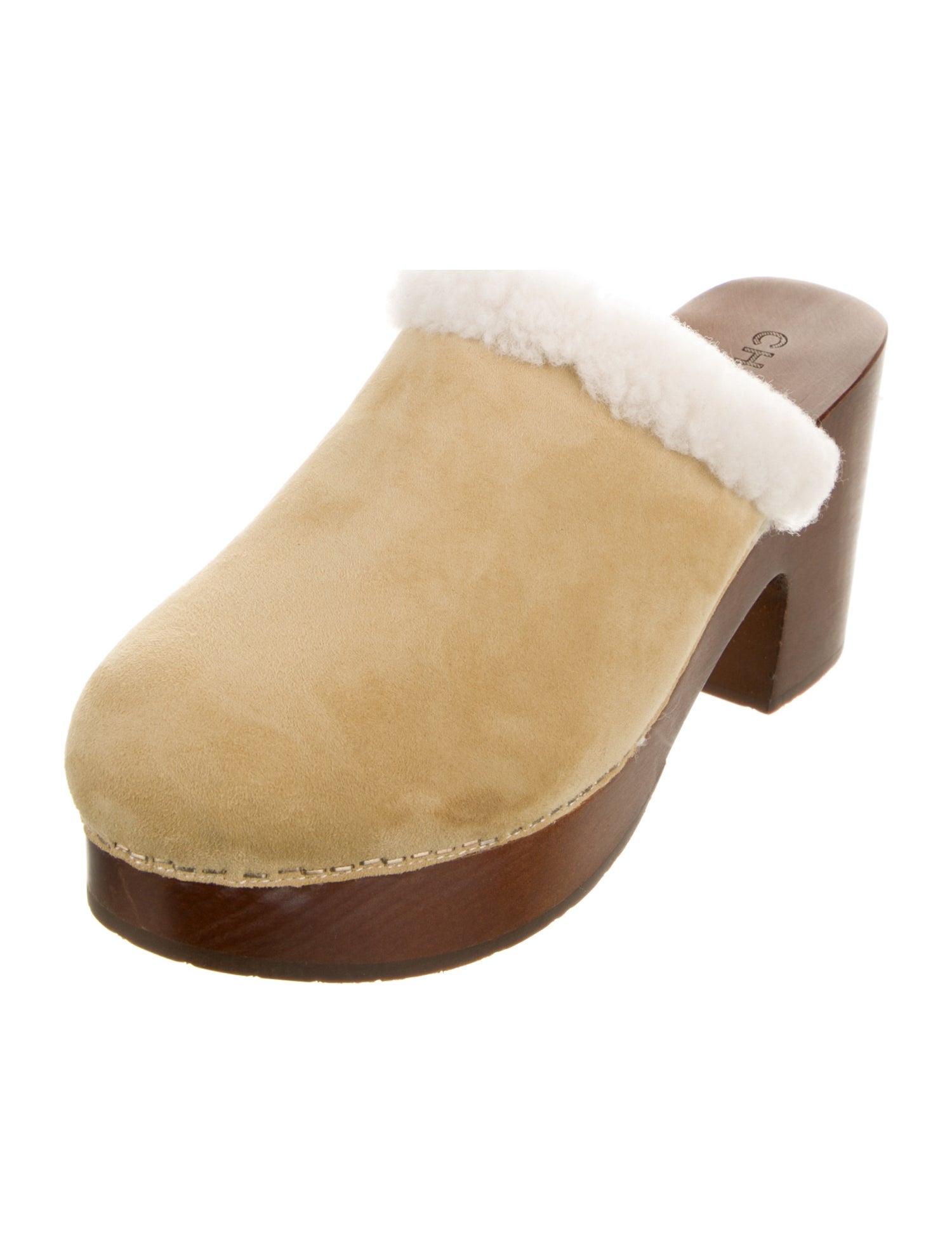 Chanel Interlocking CC Logo Suede Mules