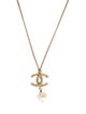 Chanel Faux Pearl & Strass CC Pendant Necklace