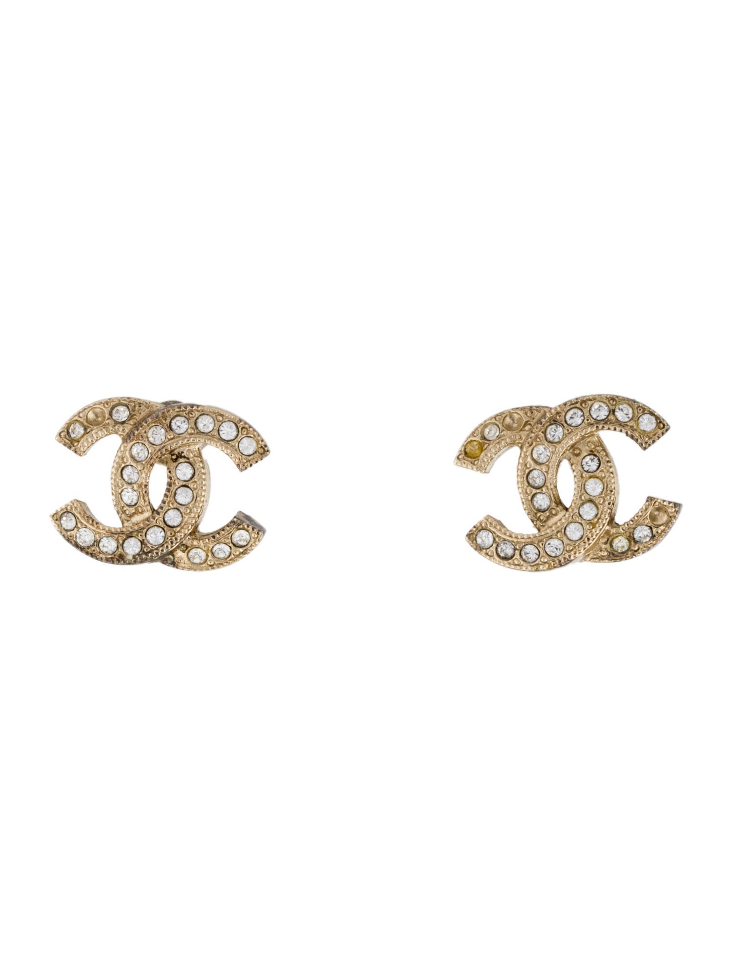 Chanel Strass CC Stud Earrings
