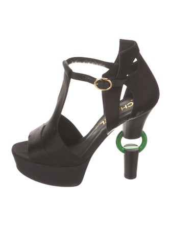Chanel Satin T-Strap Pumps