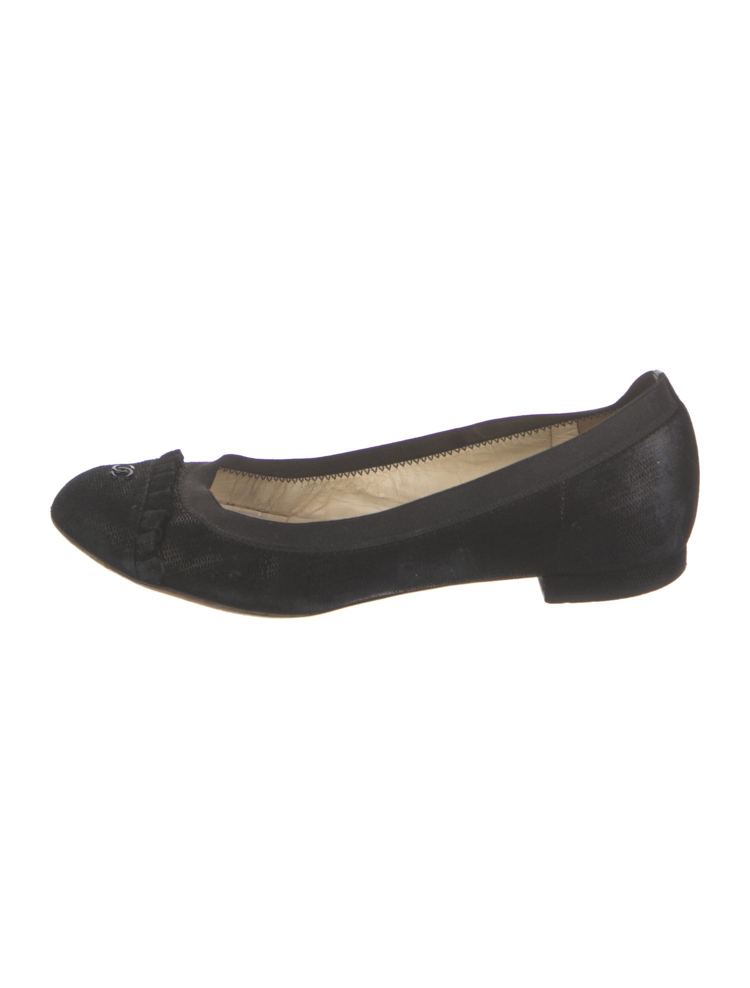Chanel Interlocking CC Logo Suede Ballet Flats