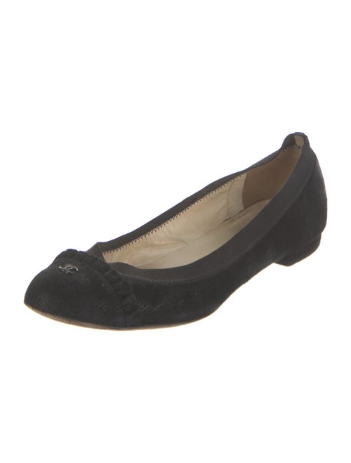 Chanel Interlocking CC Logo Suede Ballet Flats