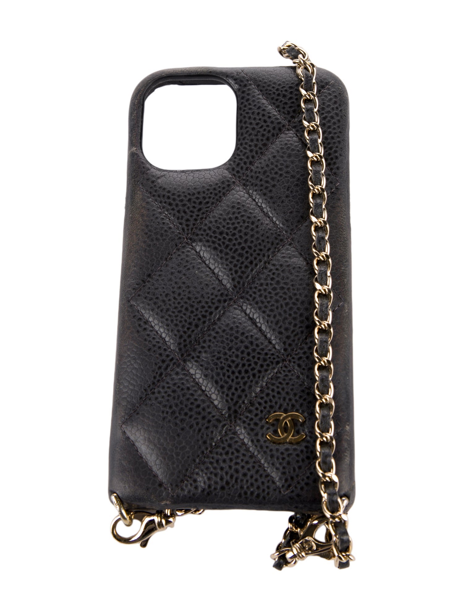 Chanel Quilted Leather iPhone 12 Case w/ Chain