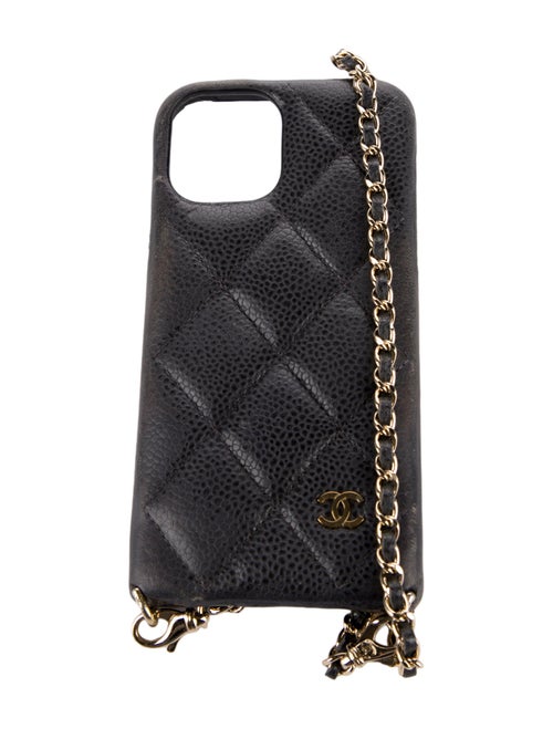Chanel Quilted Leather iPhone 12 Case w/ Chain