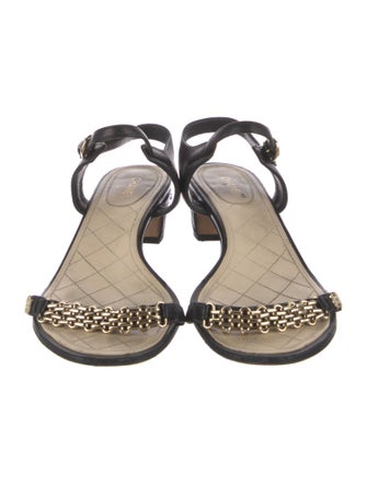 Chanel 2016 Chain-Link Accent Slingback Sandals