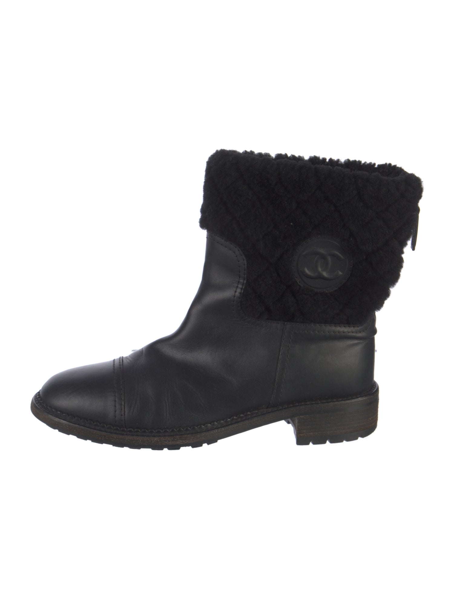Chanel Interlocking CC Logo Leather Boots