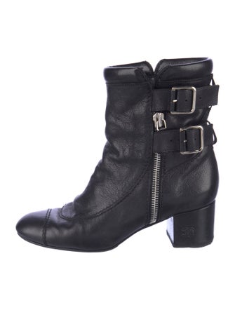 Chanel Interlocking CC Logo Leather Moto Boots
