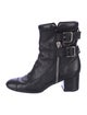 Chanel Interlocking CC Logo Leather Moto Boots