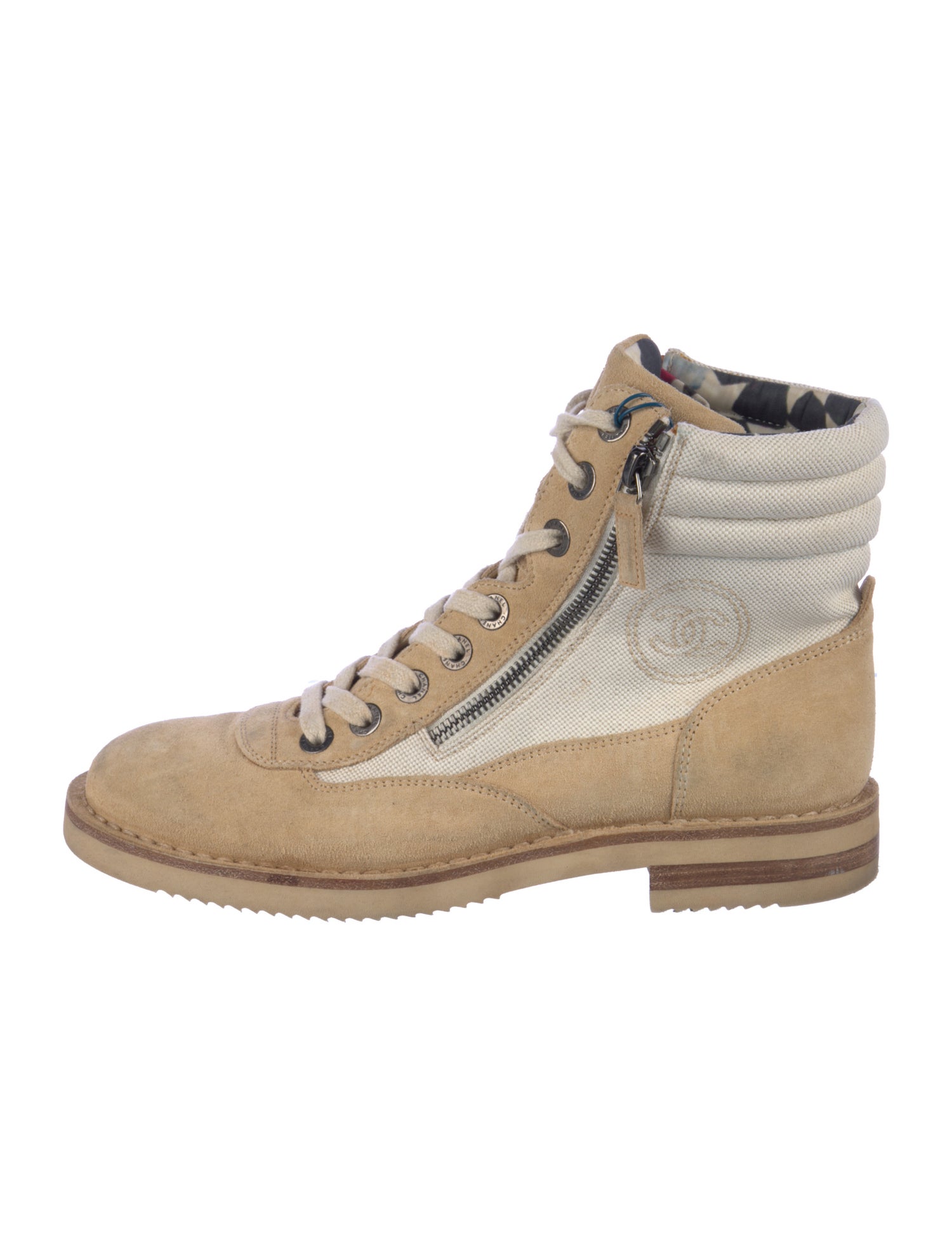 Chanel 2015 Interlocking CC Logo Combat Boots