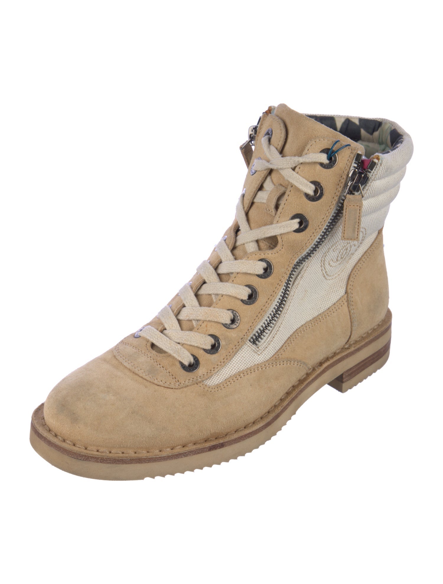 Chanel 2015 Interlocking CC Logo Combat Boots