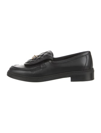 Chanel Interlocking CC Logo Leather Loafers