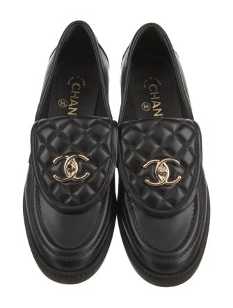 Chanel Interlocking CC Logo Leather Loafers