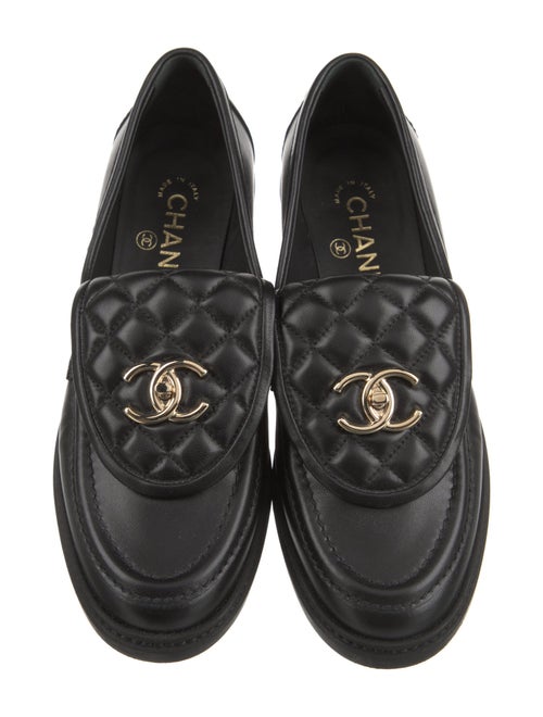 Chanel Interlocking CC Logo Leather Loafers