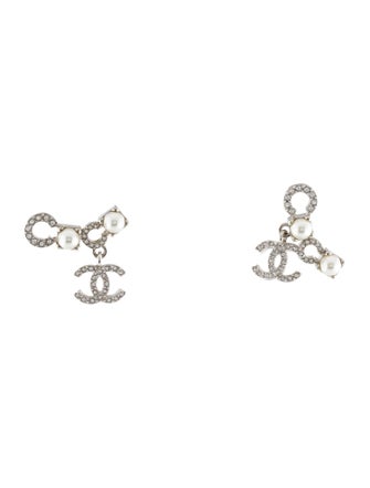 Chanel 2025 Faux Pearl & Strass Coco Drop Earrings