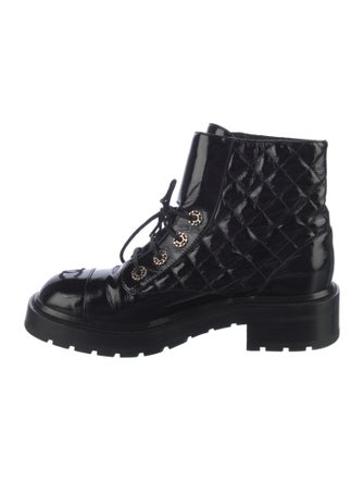 Chanel Interlocking CC Logo Leather Combat Boots