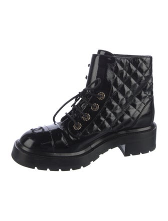 Chanel Interlocking CC Logo Leather Combat Boots